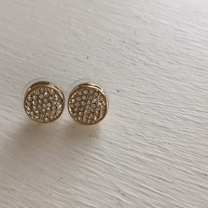 Gold and diamond like stone earrings